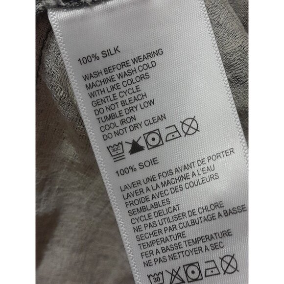 Tommy Bahama Silk Floral Vacation Size Large Button Down Shirt Pocket Gray - Picture 5 of 8